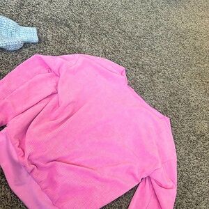 Off the shoulder pink jacket